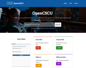 OpenCSCU website features live librarian chat to help you discover OERs in your subject area
