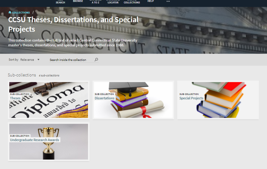 Collections page image with university research awards